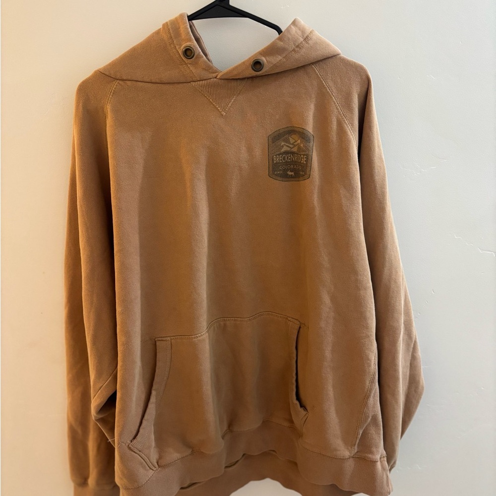 Blue 84 Brown Sweatshirt with Hood and Ribbed Cuffs